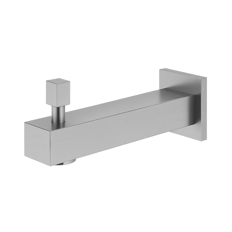 FORM PLUS BATHTUB SPOUT WITH DIVERTER SQUARE BRUSHED CHROME