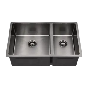 Gun Metal 60/40 — Right Side 40% Double Bowl Sink