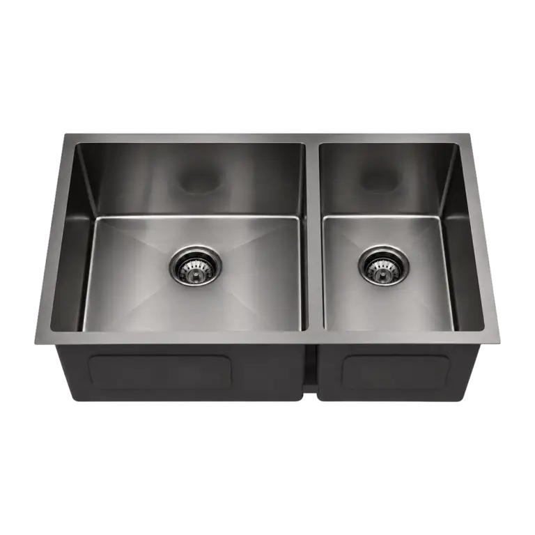Gun Metal 60/40 — Right Side 40% Double Bowl Sink