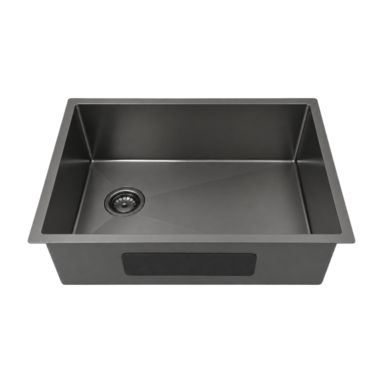 Gun Metal Offset Drain Sink — medium representative with matching left offset drain