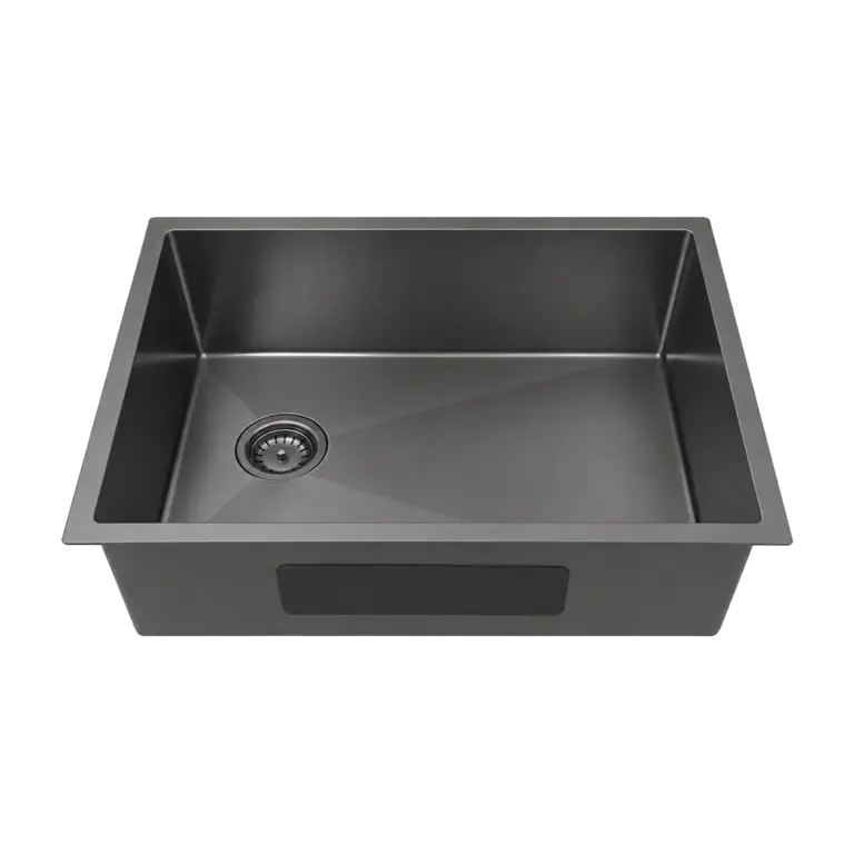 Gun Metal Offset Drain Sink — small representative with matching left offset drain
