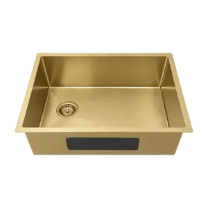 Luxe Gold offset-drain sink, medium representative with matching left offset drain