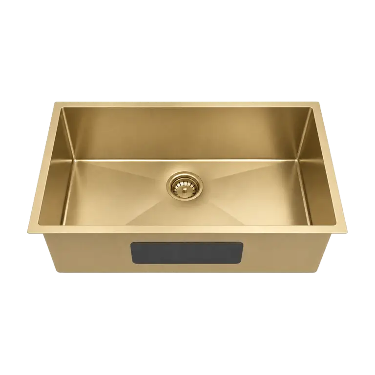 Luxe Gold centre-drain sink, large representative with matching drain