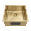Luxe Gold centre-drain sink, small representative with matching drain