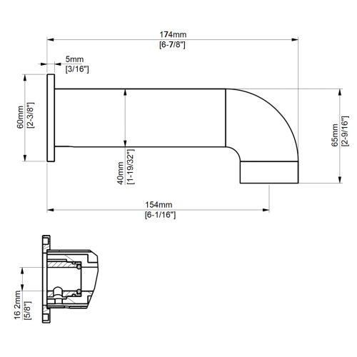 FORM PLUS CIRC BATHTUB SPOUT DIMENSIONS