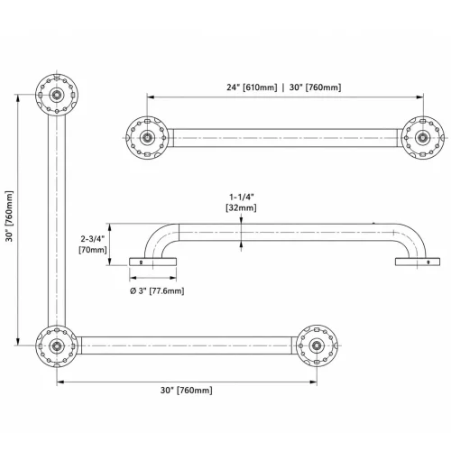 FORM PLUS GRAB BAR DIMENSIONS