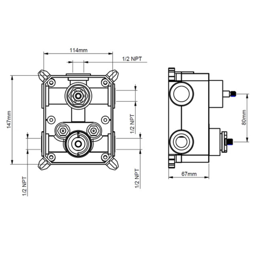 FORM PLUS 3WAY THERMOSTARTIC VALVE DIMENSIONS