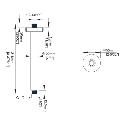 FORM PLUS CIRC 8 SHOWER CEILING ARM DIMENSIONS