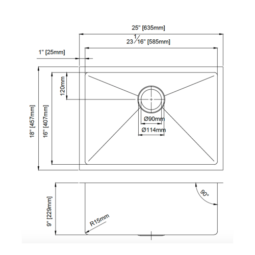 FORM PLUS 0001 25 Undermount Stainless steel sink