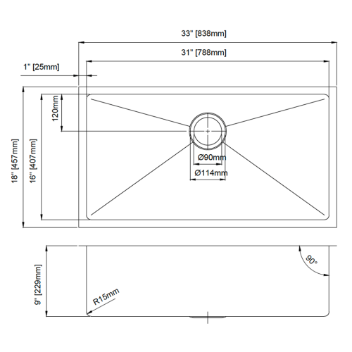 FORM PLUS 0002 33 Undermount Stainless steel sink