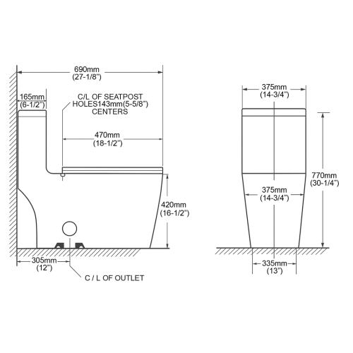 FORM PLUS 0061 TOILET 5532 DIMENSIONS
