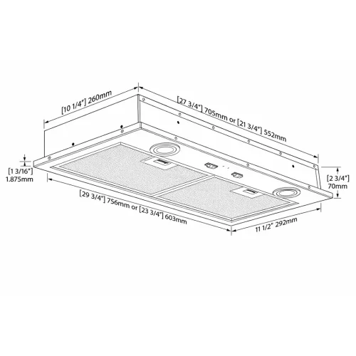 FORM PLUS 2SPEED UNDERCABINET 30HOOD FAN DIMENSIONS