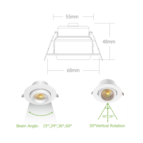 FORM PLUS 2 INCH LED GIMBAL LIGHT DIMENSIONS