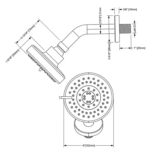 FORM PLUS 4 INCH CIRC MULTI SHOWERHEAD DIMENSIONS