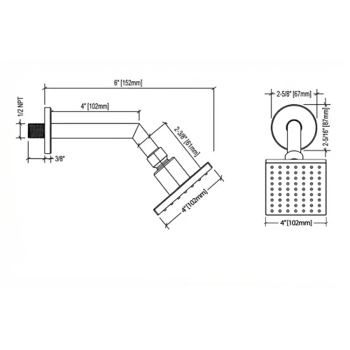 FORM PLUS 4 INCH CUBIC SHOWERHEAD DIMENSIONS