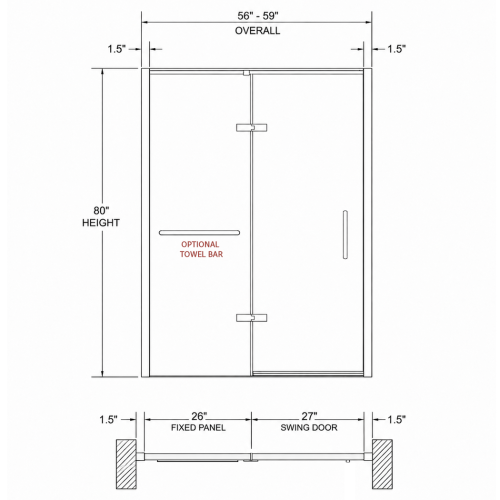 FORM PLUS 5659SWING SHOWER DIMENSIONS