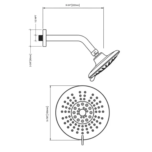 FORM PLUS 6 INCH CIRC MULTI SHOWERHEAD DIMENSIONS