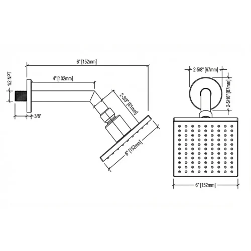 FORM PLUS 6 INCH CUBIC SHOWERHEAD DIMENSIONS