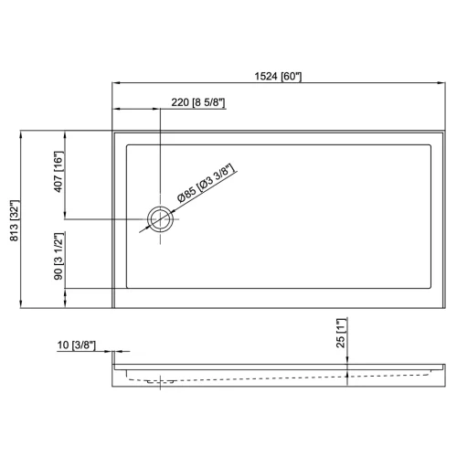 FORM PLUS 6032 SINGLE THRESHOLD SHOWER BASE L DIMENSIONS