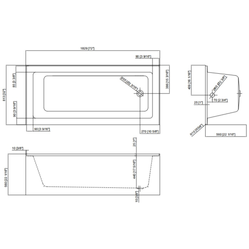 FORM PLUS BATHTUB 72X32 DIMENSIONS