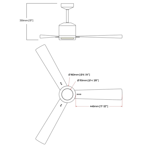 FORM PLUS CEILING FAN DIMENSIONS