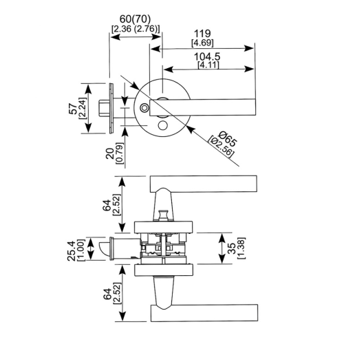 FORM PLUS DOOR HANDLE ROUND LEVER DIMENSIONS