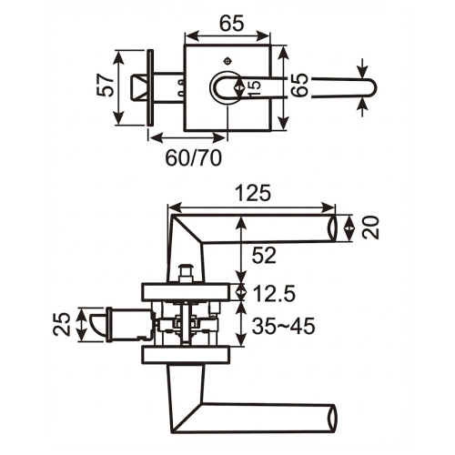 FORM PLUS DOOR HANDLE SQUARE TAPER DIMENSIONS