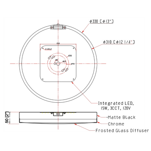 FORM PLUS ECLIPSE 13 FLUSHMOUNT LIGHT DIMENSIONS