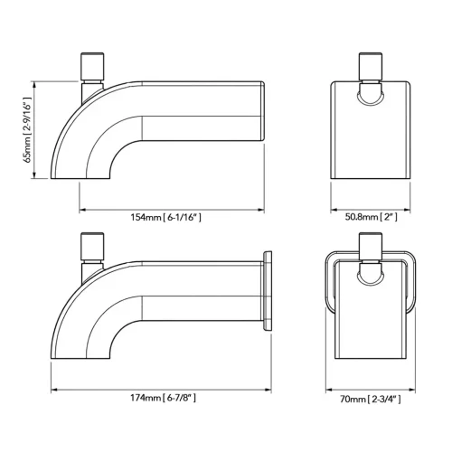 FORM PLUS FLOW BATHTUB SPOUT DIMENSIONS