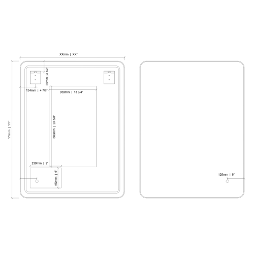 FORM PLUS FRAMED BACKLIT MIRROR 30 BF BL DEF YYXX DIMENSIONS