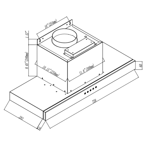 FORM PLUS HOOD FAN SLIDE OUT DIMENSIONS