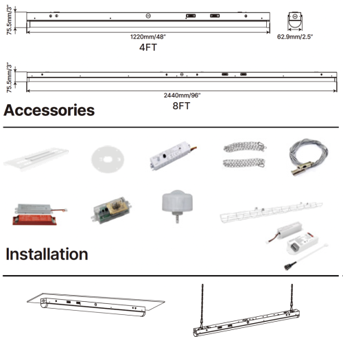 FORM PLUS LINEAR STRIP LED DIMENSIONS