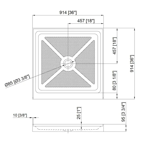 FORM PLUS PEYTO SHOWER BASE 3636 DIMENSIONS