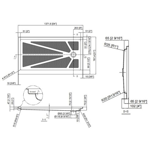 FORM PLUS SHOWER BASE 54X31 SINGLE THRESHOLD DIMENSIONS