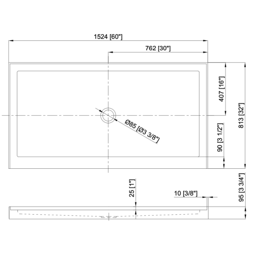 FORM PLUS SHOWERBASE 6032 DIMENSIONS