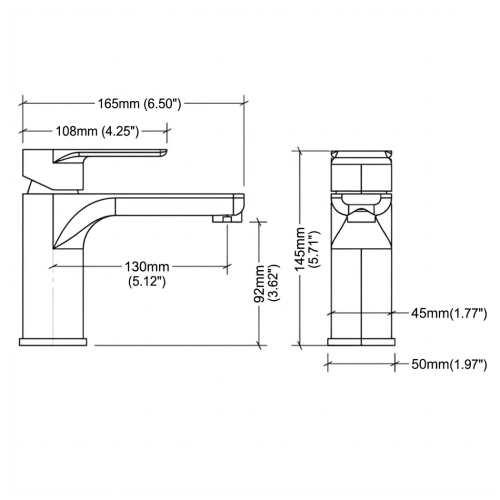 FORM PLUS SURGE BATHROOM FAUCET DIMENSIONS