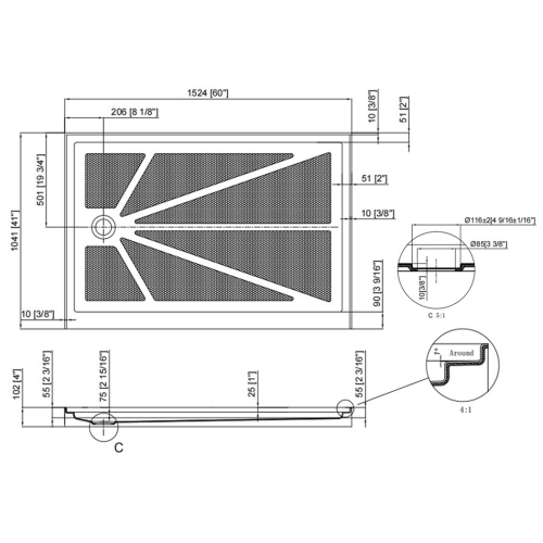 FORM PLUS TAHSIS MATTE BLACK 6041 DIMENSIONS