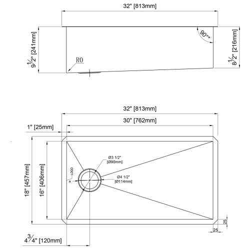FORM PLUS UM KITCHEN SINK OFFSET DRAIN DIMENSIONS