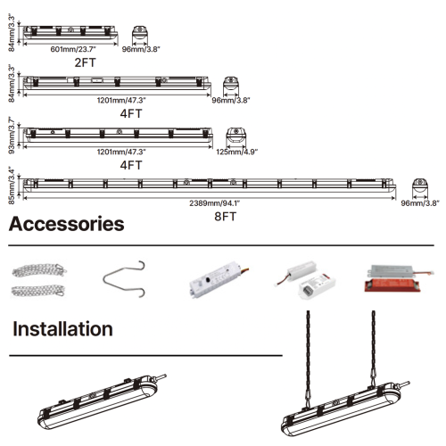 FORM PLUS VAPOUR LED DIMENSIONS