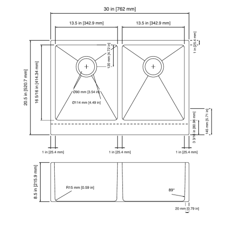 FP AP DB 30x20 5x8 5 DIMENSIONS R3