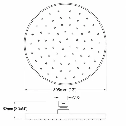 FP CIRC 12R SHOWERHEAD DIMENSIONS