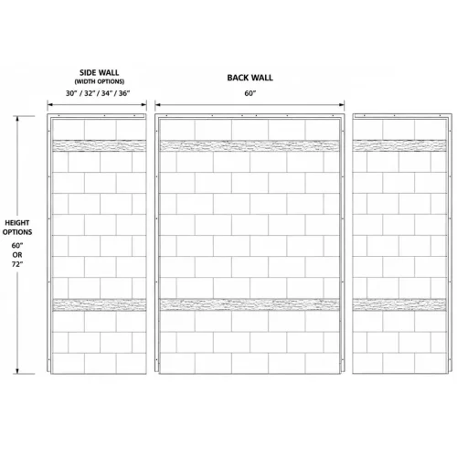 FP SHOWER SURROUND DIMENSIONS