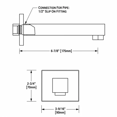 FP TEMPEST BATHSPOUT DIMENSIONS